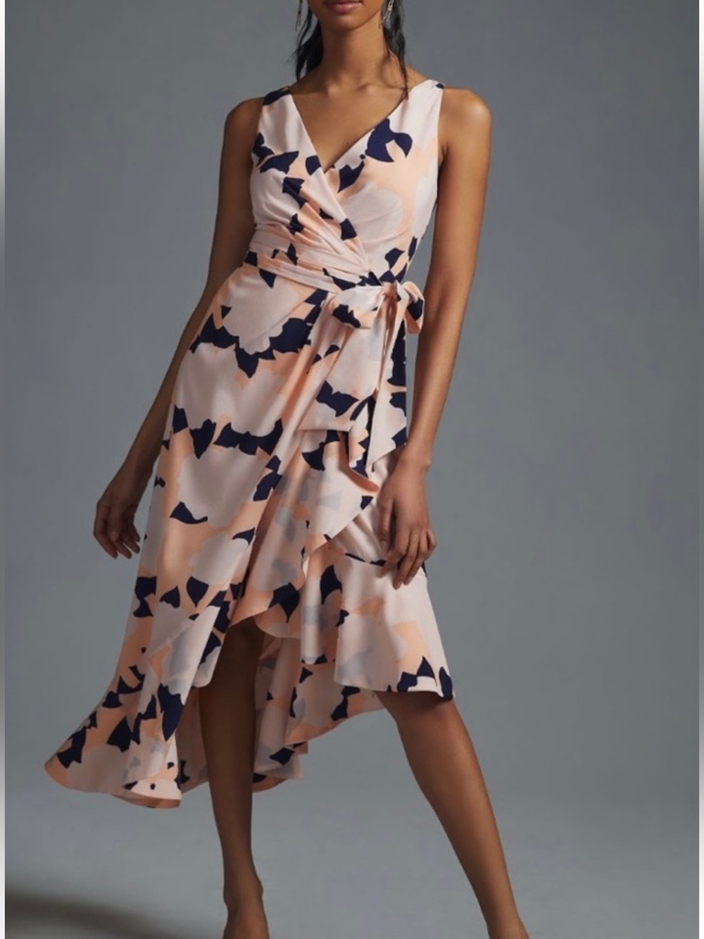 Anthropologie Hutch Asymmetrical Floral V-Neck Wrap Dress Size XS